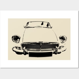 MGB 1970s classic car monoblock white Posters and Art